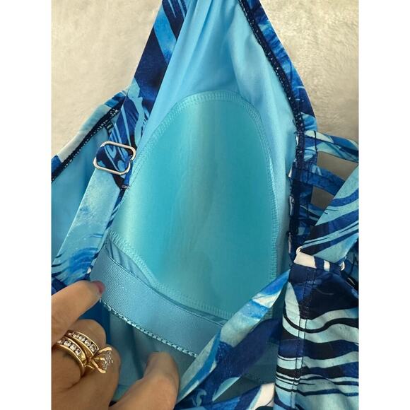 Peyton & Parker Blue Swirl One Piece Swimsuit 3X Beach Pool Summer - Picture 6 of 7